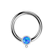 Micro Closure Ring silver with cylinder opal blue Ring...