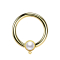 Micro Closure Ring gold-plated with cylinder pearl white Ring for pendant