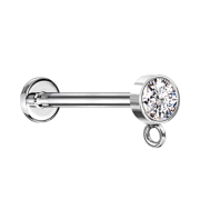 Micro labret internal thread silver with cylinder crystal...