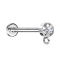 Micro labret internal thread silver with cylinder crystal silver ring for pendant
