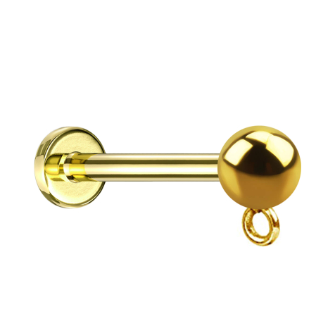 Micro Labret Innengewinde vergoldet mit Kugel Ring für Anhänger