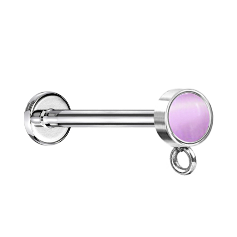 Micro Labret femelle argenté avec cristal cylindrique argenté anneau pour pendentif