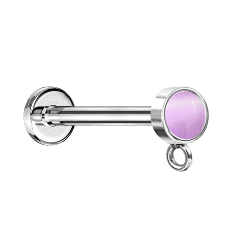 Micro Labret femelle argenté avec cristal cylindrique argenté anneau pour pendentif