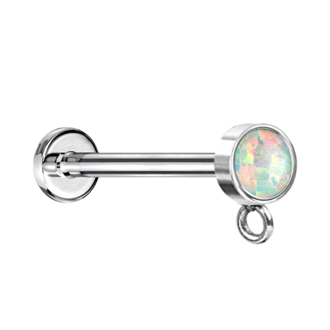 Micro Labret femelle argenté avec cristal cylindrique argenté anneau pour pendentif