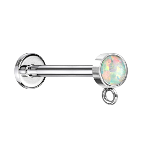 Micro Labret femelle argenté avec cristal cylindrique argenté anneau pour pendentif