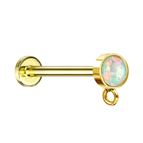 Micro Labret femelle doré avec cylindre opale blanc anneau pour pendentif