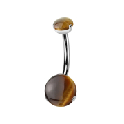 Banana filettatura interna argento con due pietre occhio...