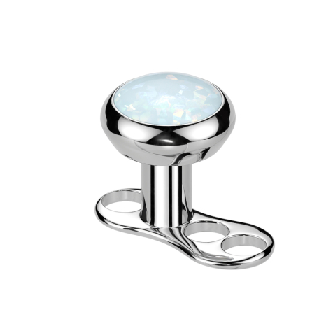Dermal Anchor Innengewinde silber mit Opal weiss