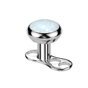 Dermal Anchor Internal Thread Silver with Opal White