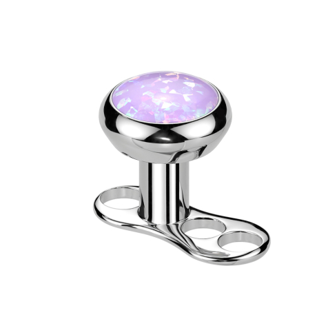 Dermal Anchor Internal Thread Silver with Opal Violet