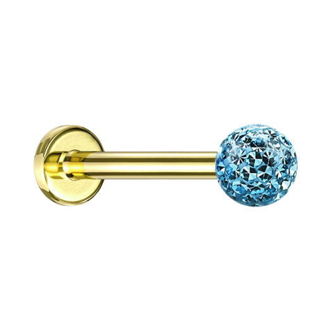 Micro labret gold-plated with crystal ball aqua epoxy protective layer