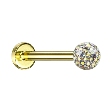 Micro labret gold-plated with crystal ball multicolor epoxy protective layer