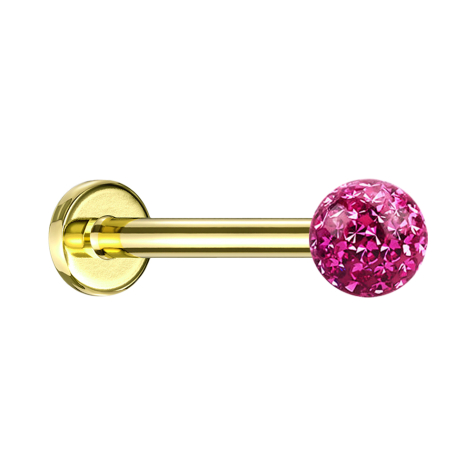 Micro labret placcato oro con strato protettivo epossidico rosa sfera di cristallo