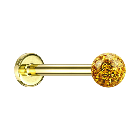Micro labret gold-plated with crystal ball topaz epoxy protective layer