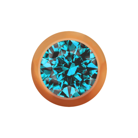 Micro boule or rose avec cristal aqua