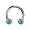 Circular Barbell argent avec deux boules de cristal aqua couche protectrice dépoxy