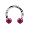 Circular Barbell silber mit zwei Kristallkugeln fuchsia Epoxy Schutzschicht