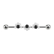 Barbell argent deux boules vague pointillée trois pierres onyx