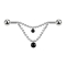 Barbell silver two balls two chains onyx stone
