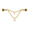 Gold-plated barbell two balls two chains pink cats eye stone