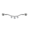 Barbell silver two balls chain three crystals silver