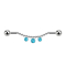 Barbell silver two balls chain three turquoise stones