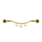 Barbell gold-plated two ball chain three pink cats eye stones