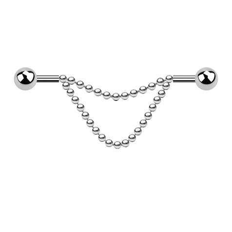 Barbell argent deux boules deux chaînes