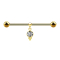 Barbell gold-plated two balls with ball ring pendant crystal silver