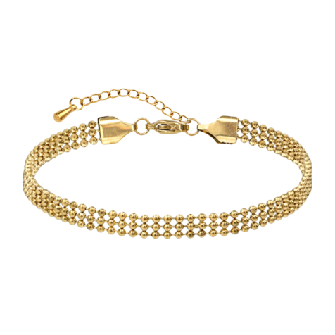 Cavigliera placcata oro tre catene a sfera individuali