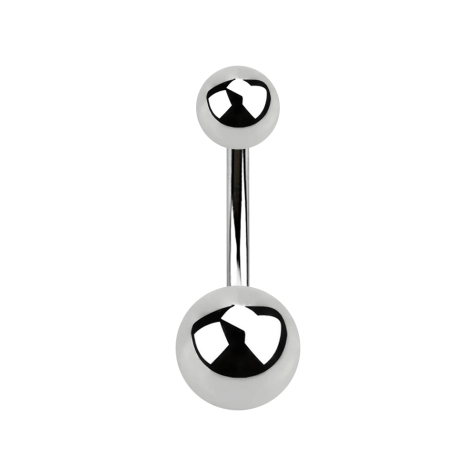 Filetto interno a banana argento con due sfere