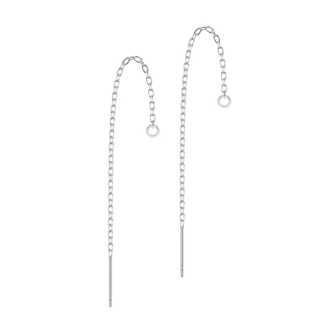 Boucles doreilles argentées chaîne tombant librement cristal argenté trois boules