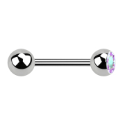 Barbell silber mit Kugel und Kugel Kristall multicolor