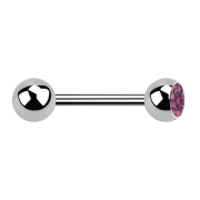 Barbell silber mit Kugel und Kugel Kristall pink