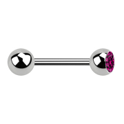Barbell silber mit Kugel und Kugel Kristall fuchsia