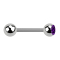 Barbell argent avec boule et boule de cristal violet