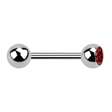 Barbell argento con sfera e cristallo rosso