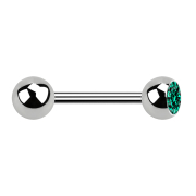 Barbell argent avec boule et boule de cristal turquoise