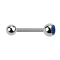 Barbell silver with ball and ball crystal dark blue