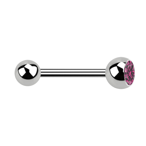 Barbell silber mit Kugel und Kugel Kristall pink