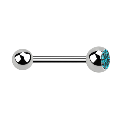 Barbell silber mit Kugel und Kugel Kristall aqua
