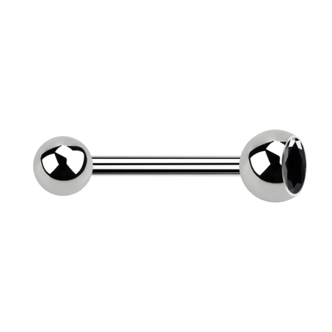 Barbell silver con sfera e cristallo nero