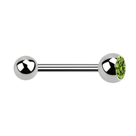 Barbell silver con sfera e cristallo verde chiaro