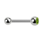 Barbell silver con sfera e cristallo verde chiaro