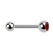 Barbell silver with ball and ball crystal red