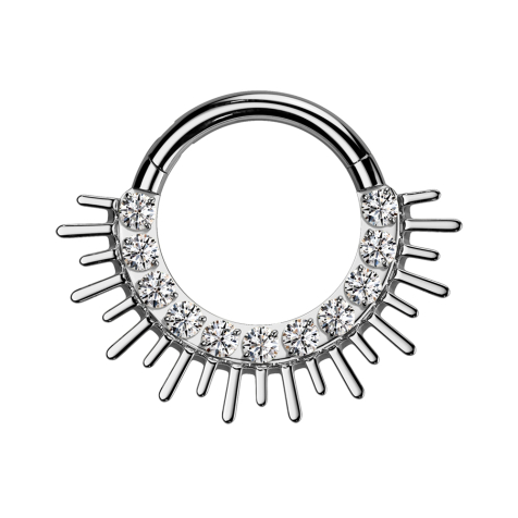 Micro anello segmentato pieghevole argento sole cristalli argento