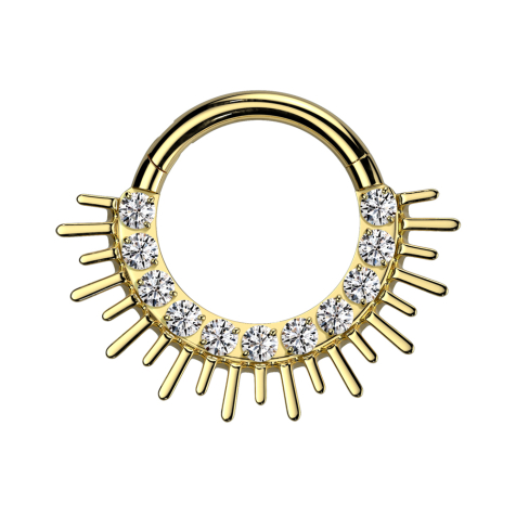 Micro anello segmentato pieghevole placcato oro cristalli sole argento