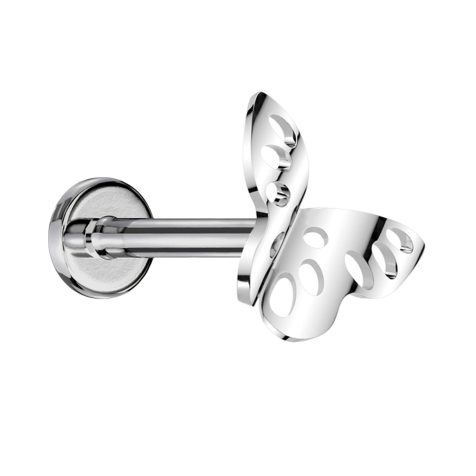 Micro Labret Innengewinde silber Schmetterling gelocht silber