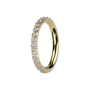 Foldable segment ring, gold-plated, crystals on the side,...
