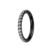 Bague micro segmentée pliable noire avec cristaux...